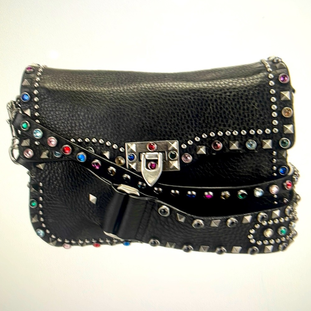Valentino studded and crystal accents shoulder bag